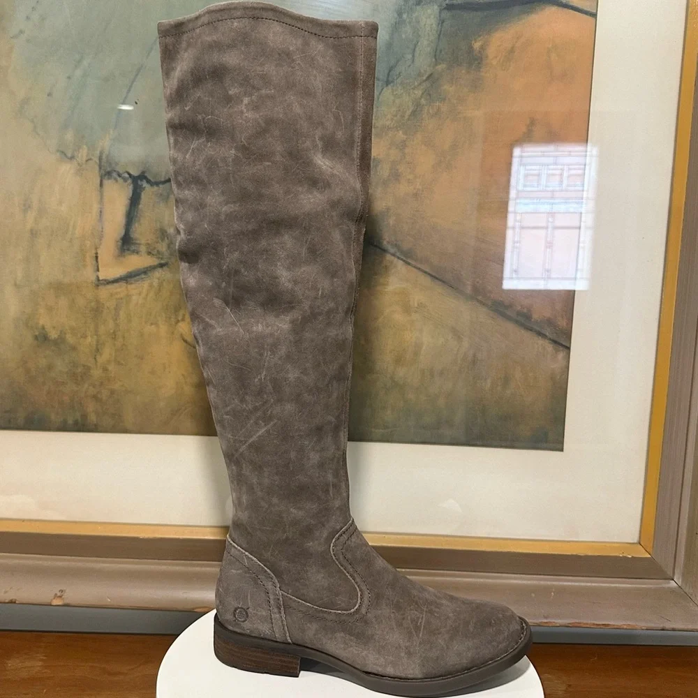 🌸BORN🌸 Britton Tall Over the Knee Boot Taupe Distressed Size: 6M